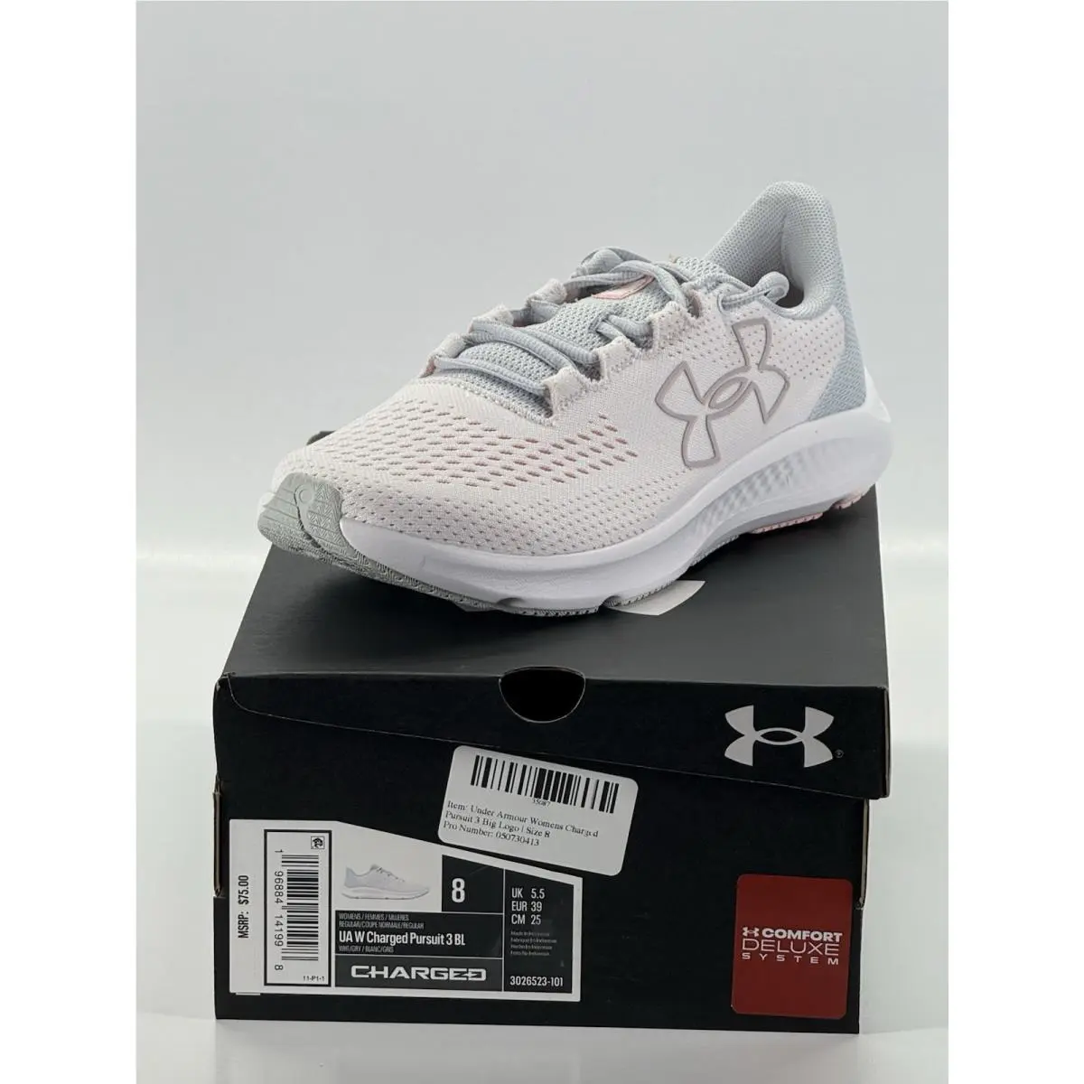 Under Armour Women`s Charged Pursuit 3 Big Logo Size 8