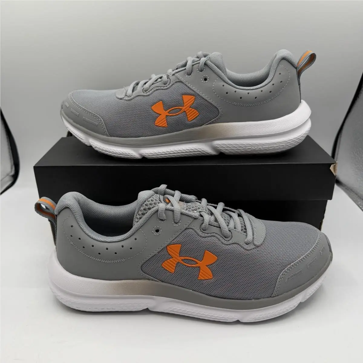 Under Armour UA Charged Assert 10 Shoes Mens 9 Grey/orange Running Sneakers