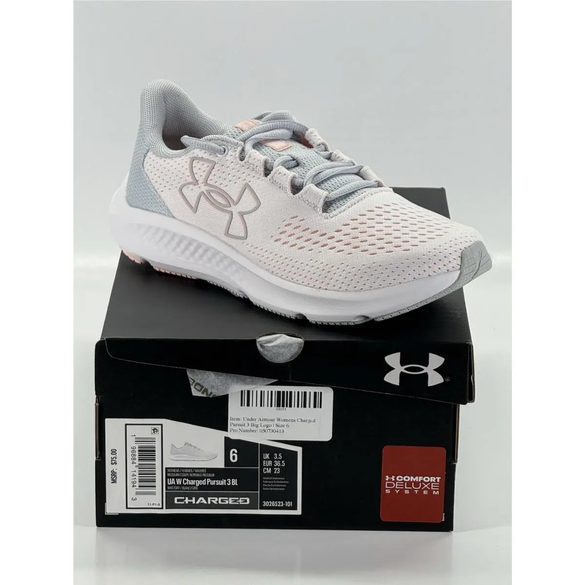 Under Armour Women`s Charged Pursuit 3 Big Logo Size 6
