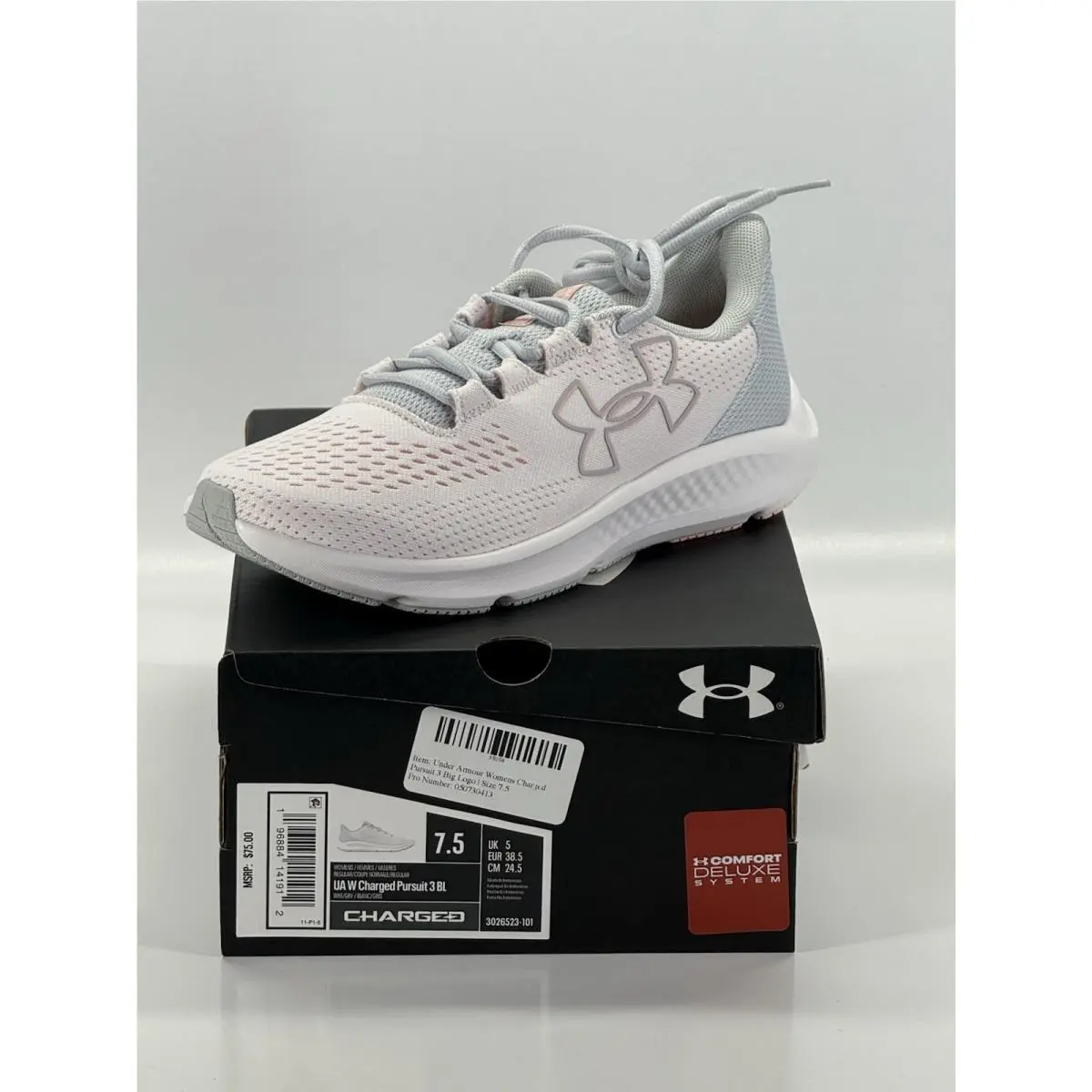Under Armour Women`s Charged Pursuit 3 Big Logo Size 7.5