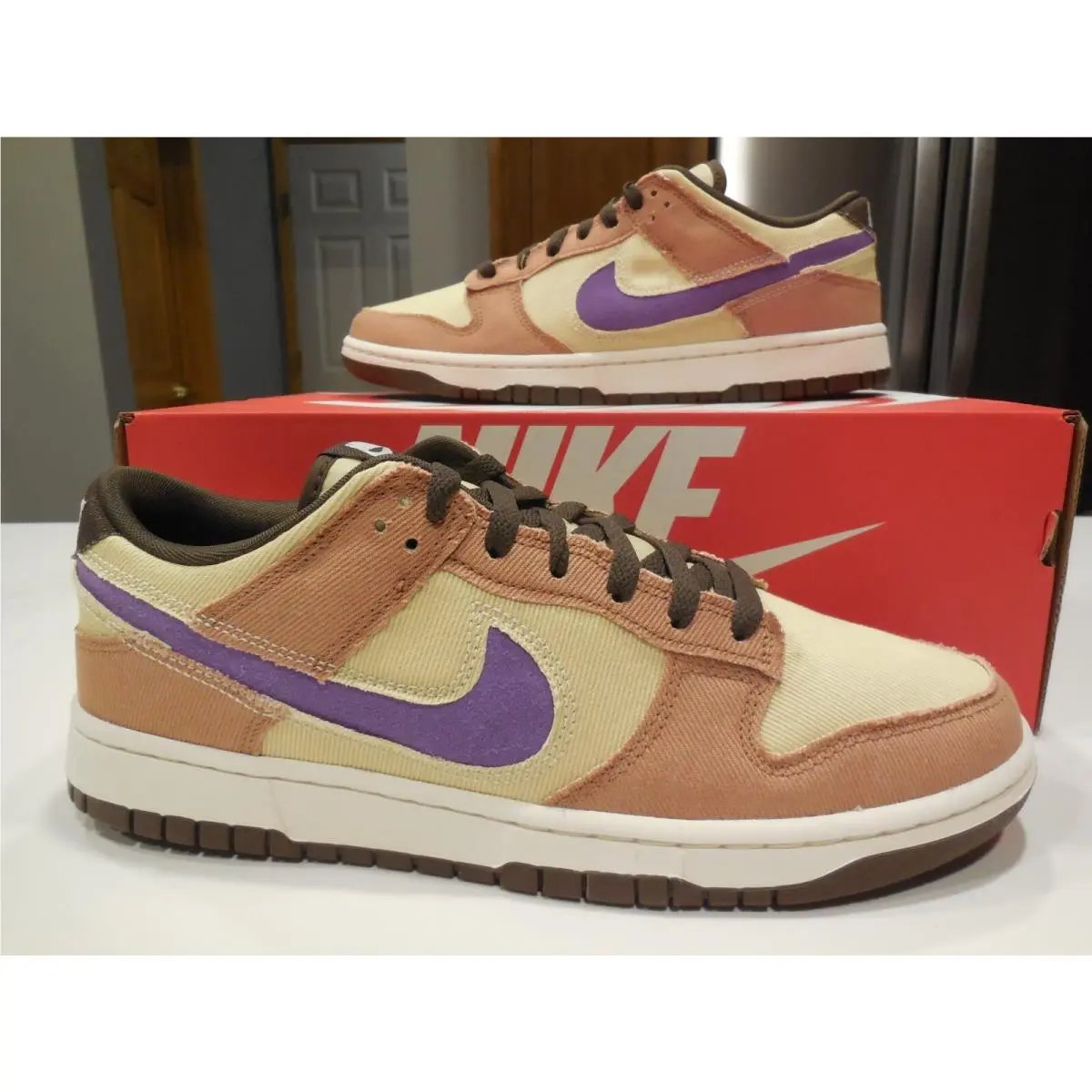 Men`s  Dunk Low Retro SE Dusted Clay Denim Shoes -HF3141 200 -size 10 -new by Nike