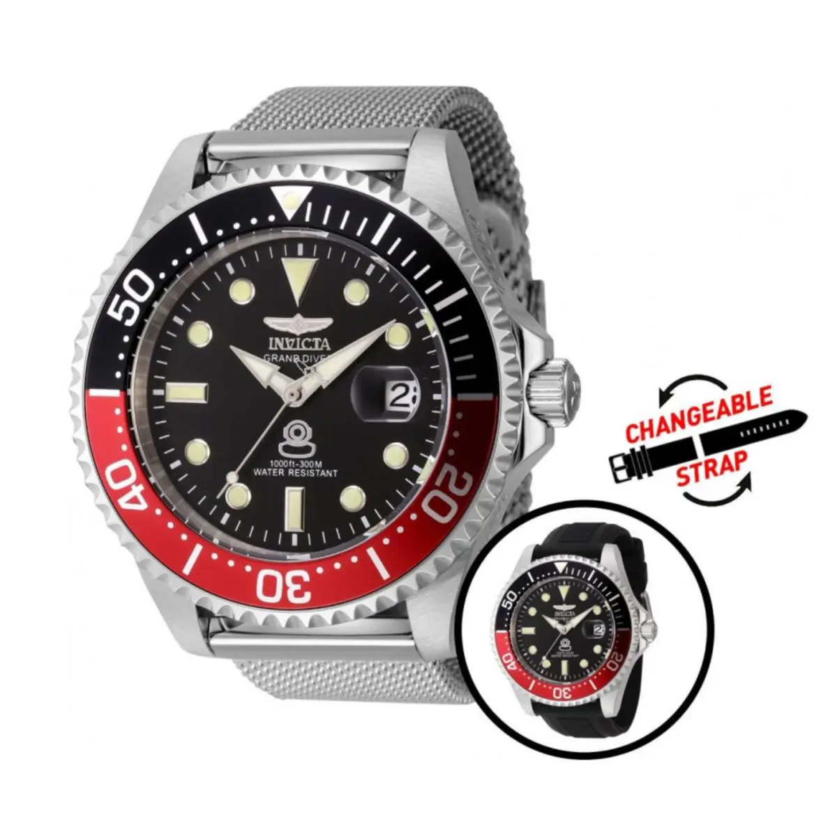 Invicta Pro Diver Automatic Men`s 47mm Coke Bezel Mesh Band Strap Watch 45805