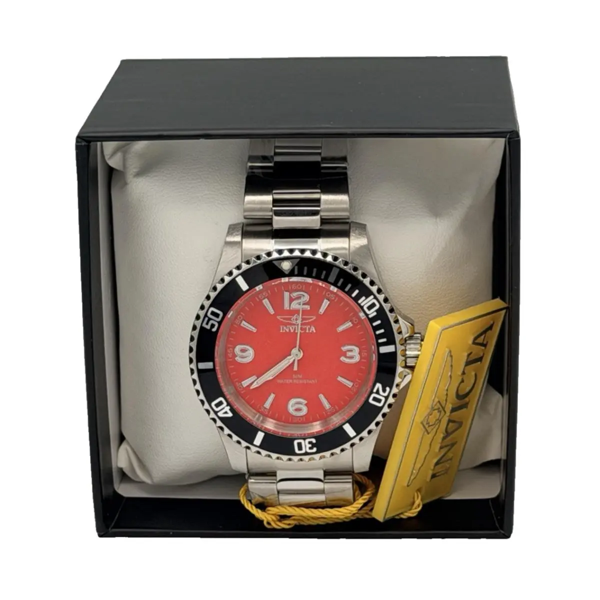 Invicta Specialty Rowan Men`s 40mm Watch Silver Red Black Stainless Steel 49350