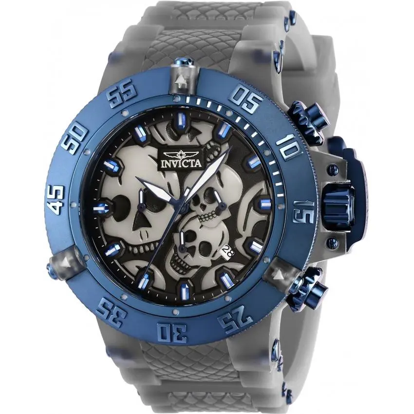 Subaqua Chronograph Quartz Black Dial Skull Men`s Watch 37329 by Invicta