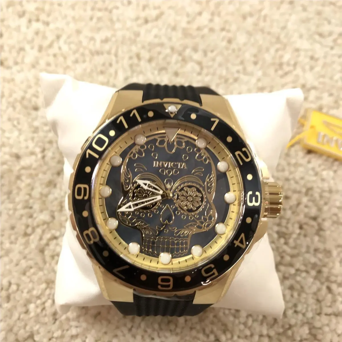 Invicta Aviator Dia De Los Muertos Mens Watch 50mm Mother of Pearl Dial 36856