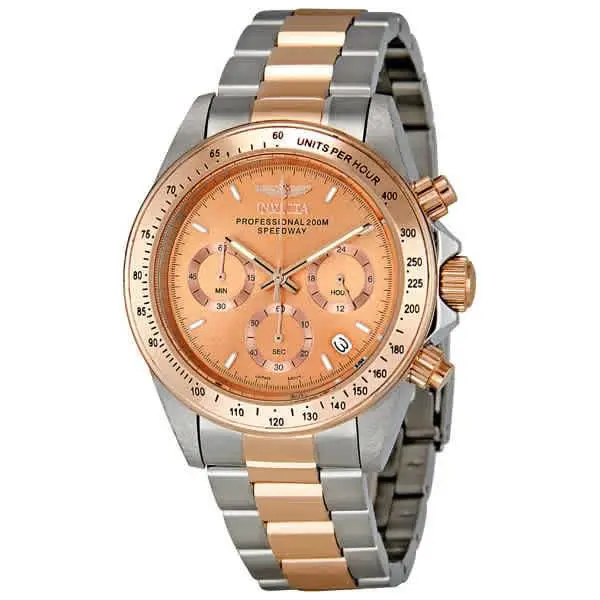 Invicta Speedway Chronograph Rose Sunray Dial Men`s Watch 6933 - Gold / Rose, Dial: Rose Sunray, Band: Two-tone (Silver-tone and 23kt Rose Gold-plated )