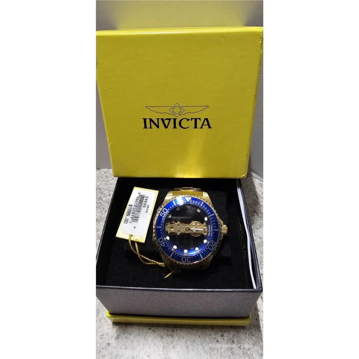 Invicta Pro Diver Ghost Bridge Skeleton 24695 Mens Gold Plated Blue Wristwatch