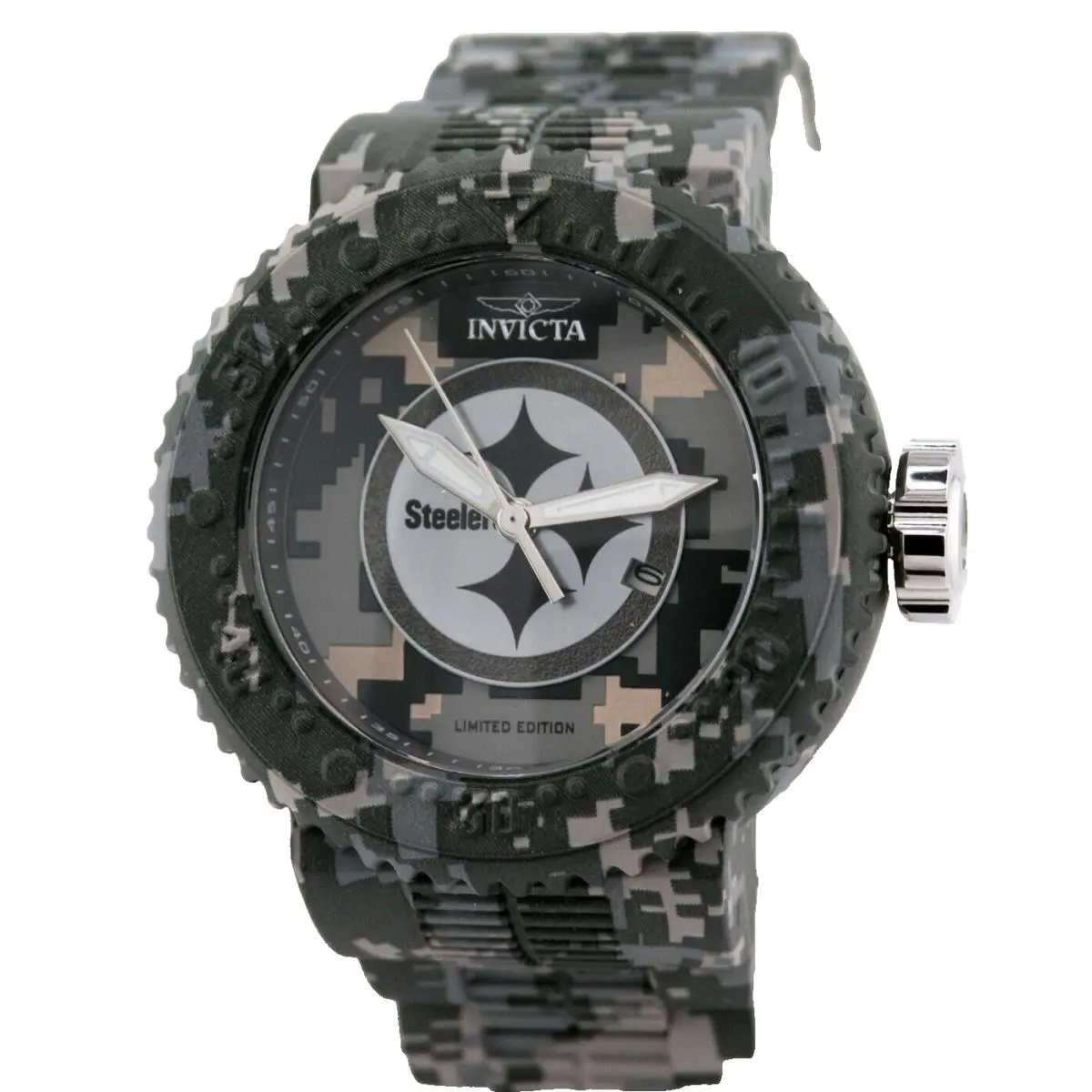 Invicta 45093 Nfl Pittsburgh Steelers Military Camo Watch Steel Quartz 52MM