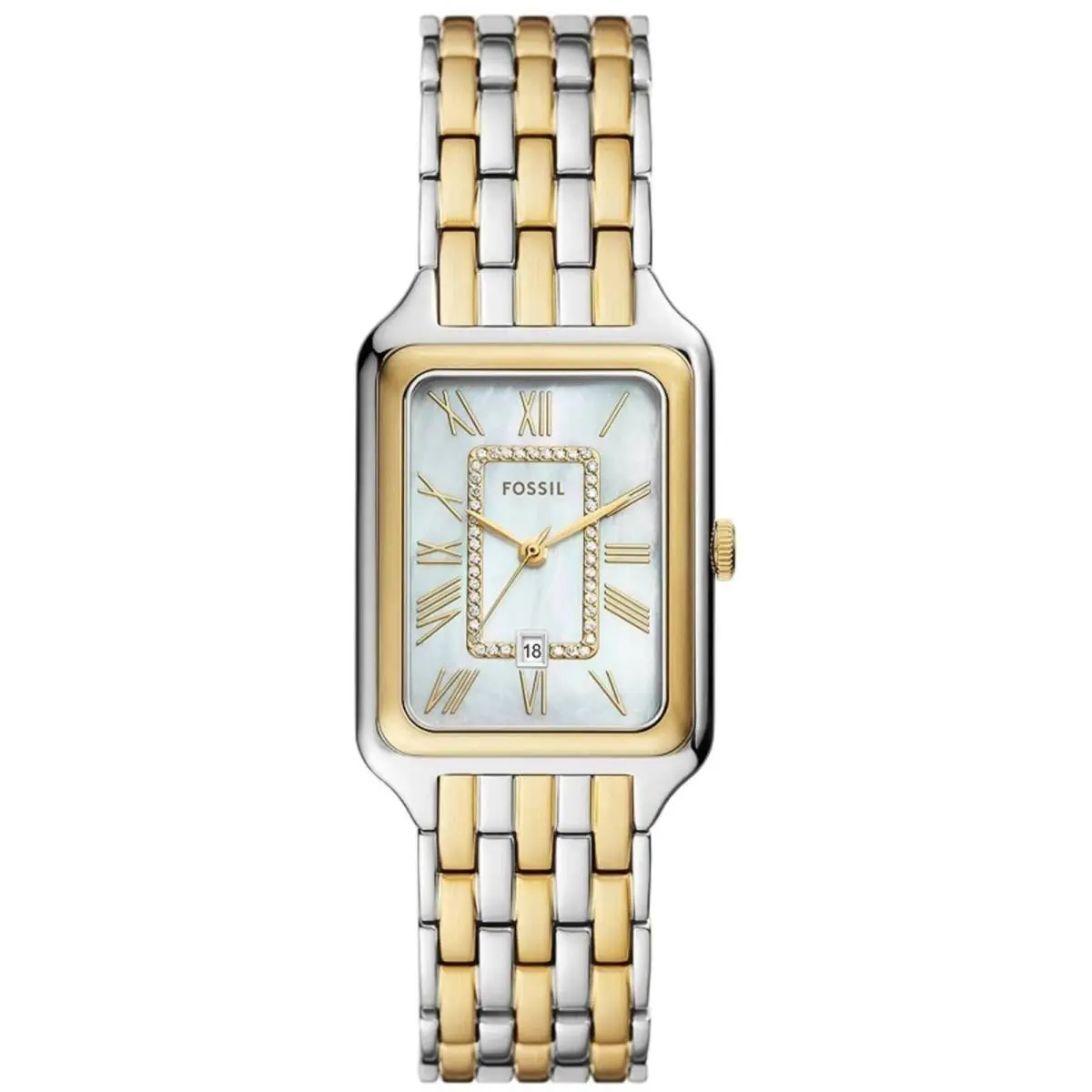 Women`s Watch Raquel Quartz White Mop Dial Two Tone Steel Bracelet ES5305 by Fossil