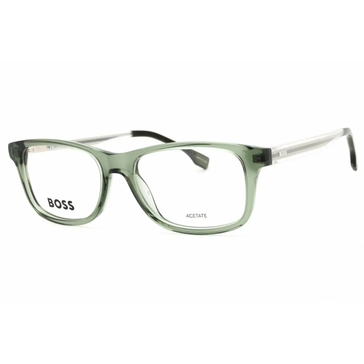 Hugo Boss Men`s Eyeglasses Transparent Olive Green Rectangular Boss 1547 0B59 00