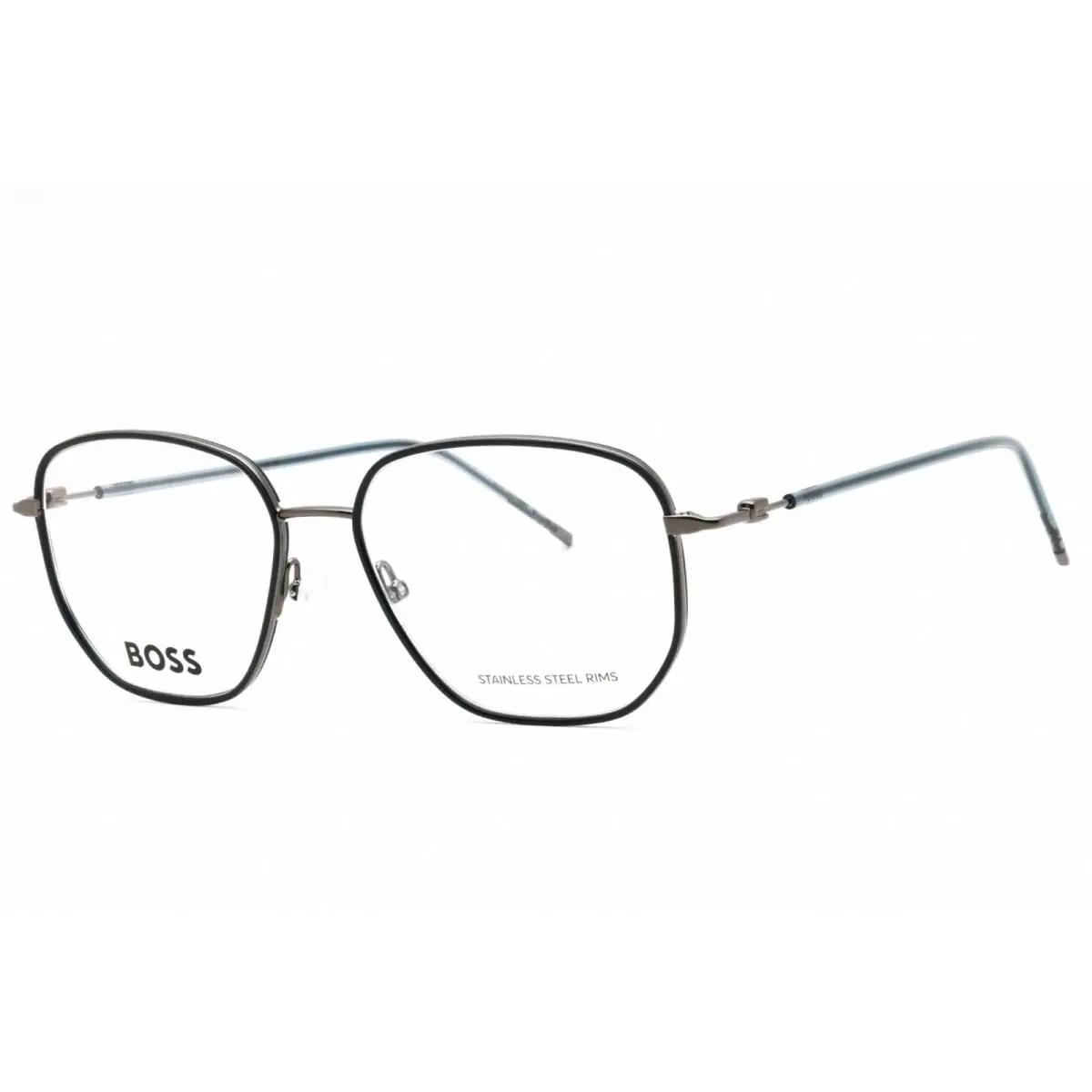 Hugo Boss Men`s Eyeglasses Petrol Dark Ruthenium Metal Frame Boss 1430 0AN7 00