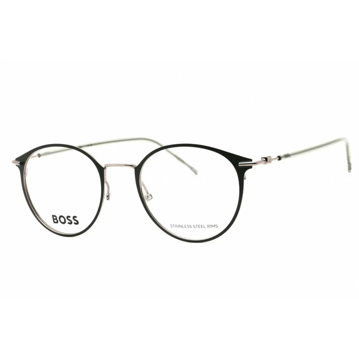 Hugo Boss Men`s Eyeglasses Matte Green Ruthenium Round Frame Boss 1432 0EAN 00