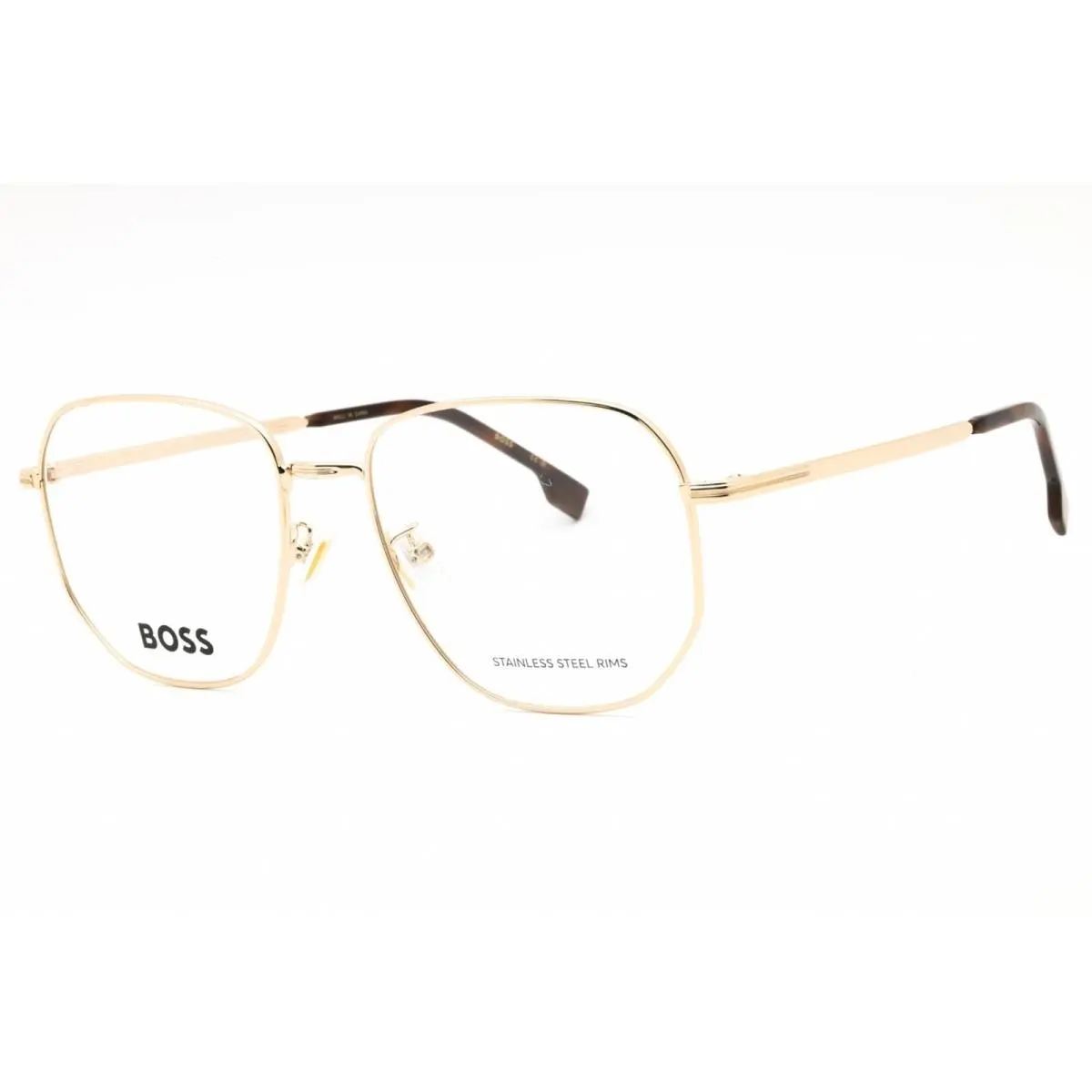 Hugo Boss Men`s Eyeglasses Gold Metal Geometric Shape Frame Boss 1672/F 0J5G 00