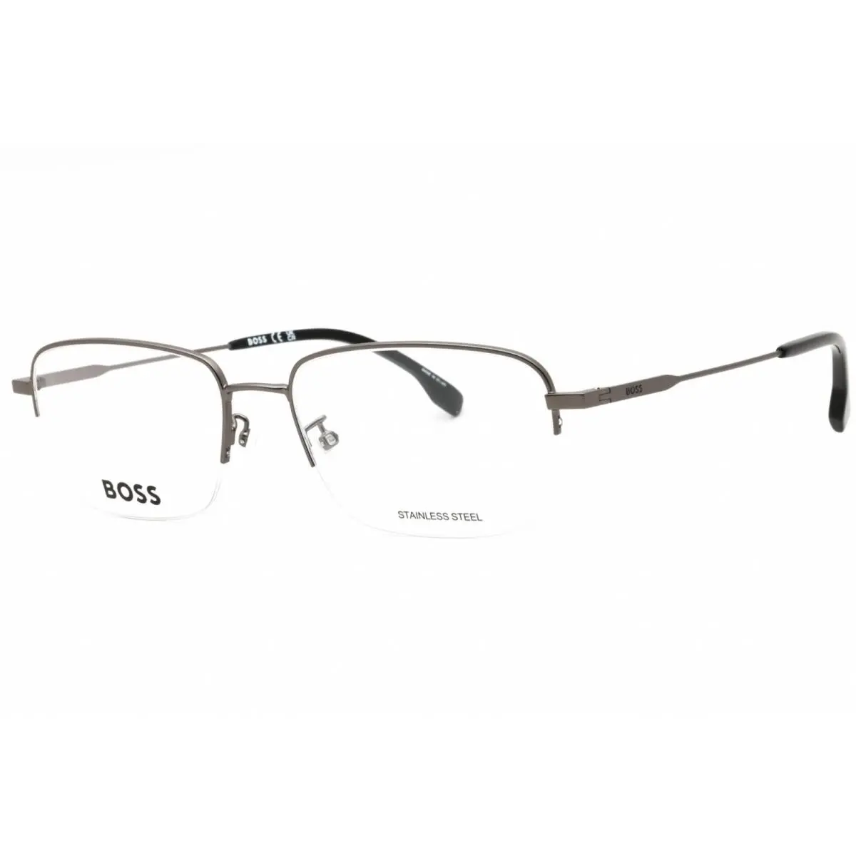 Hugo Boss Men`s Eyeglasses Matte Ruthenium Rectangular Frame Boss 1289/F 0R81 00