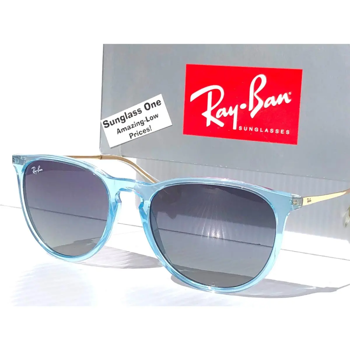 Ray Ban Erika Transpaent Light Blue Gradient Grey Blue Sunglass RB4171 6743/4L
