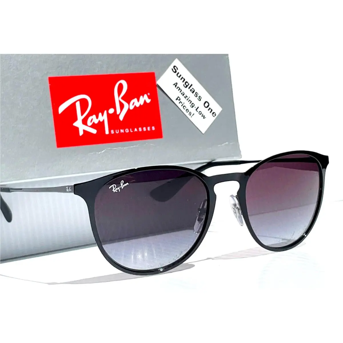 Ray Ban Erika Black Metal Frame Gradient Grey Sunglass RB3539 002/8G