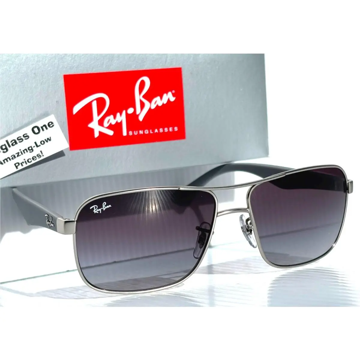 Ray Ban Matte Silver Frame Gradient Grey Lens Sunglass RB3516 019/8G