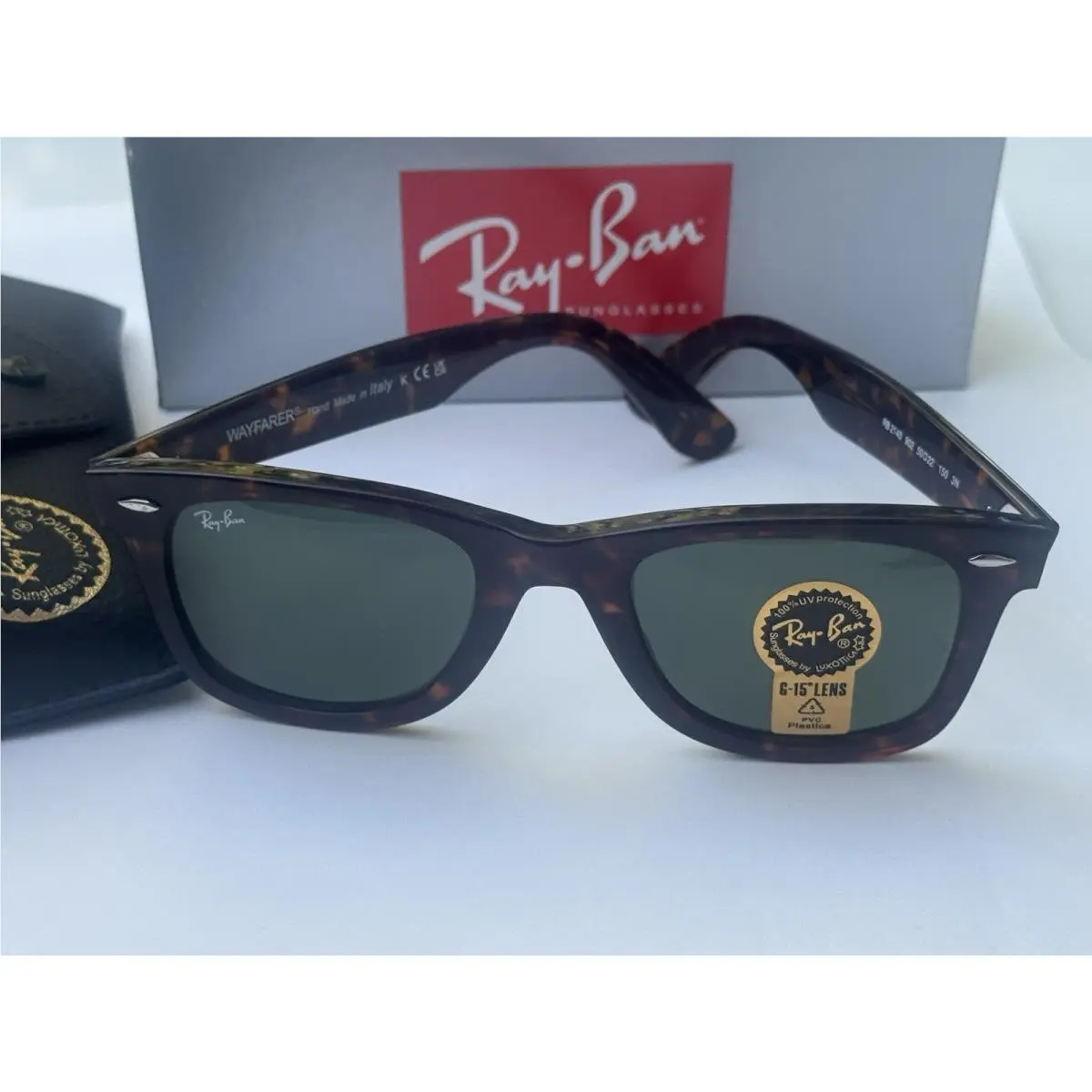 Ray-ban Original Wayfarer RB2140 Wayfarer 902 Tortoise Frame G-15 Green Lenses 50mm