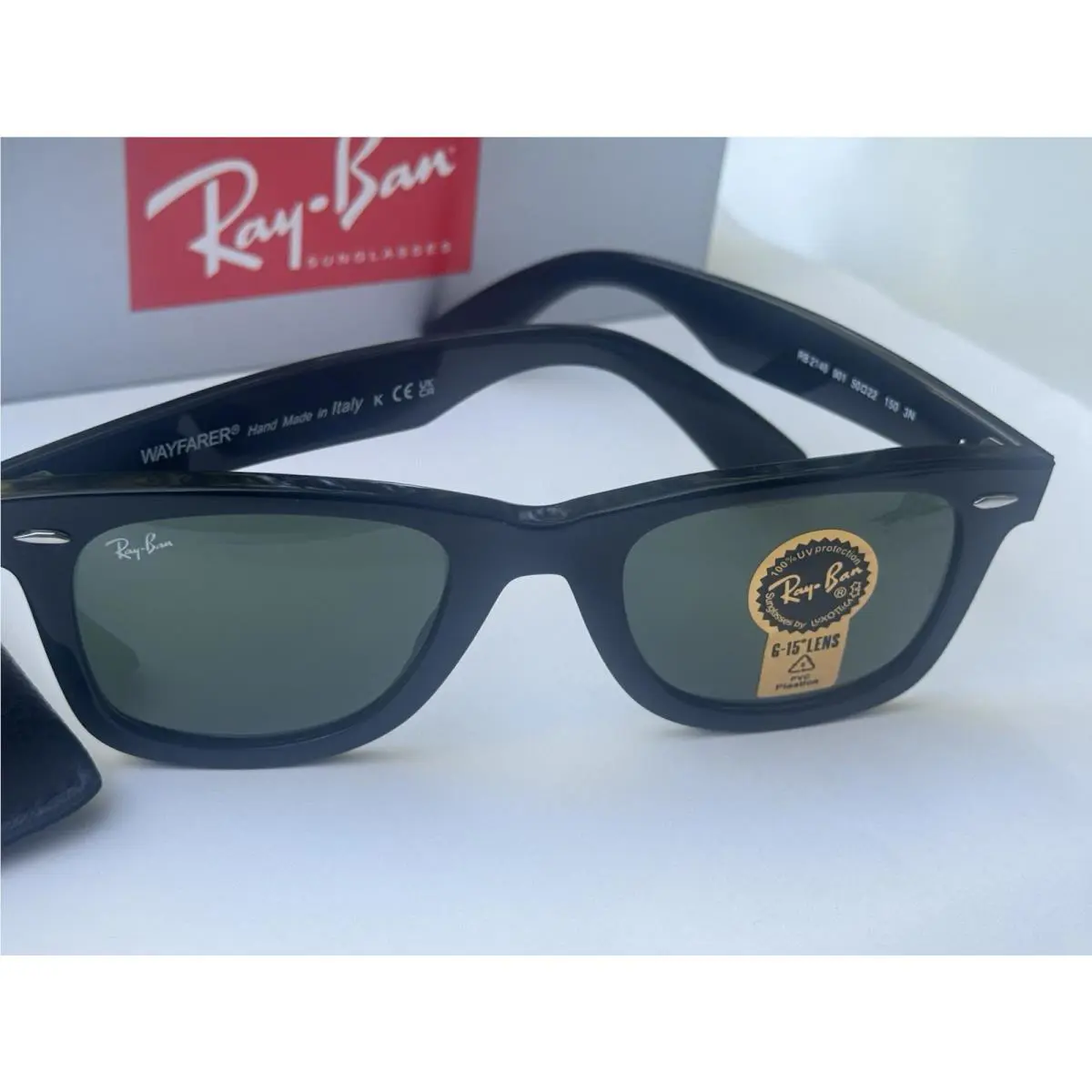 Ray-ban Original Wayfarer RB2140 Wayfarer 901 Black Frame G-15 Green Lenses 50mm