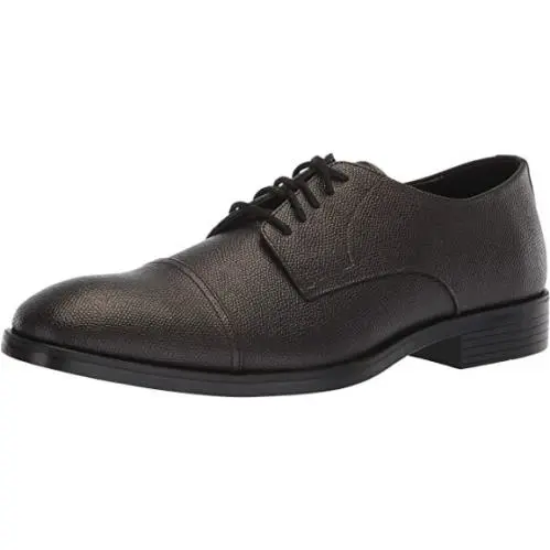 Calvin Klein Men`s Conner Small Tumbled Leather Oxford Shoes D. Brown Size 12