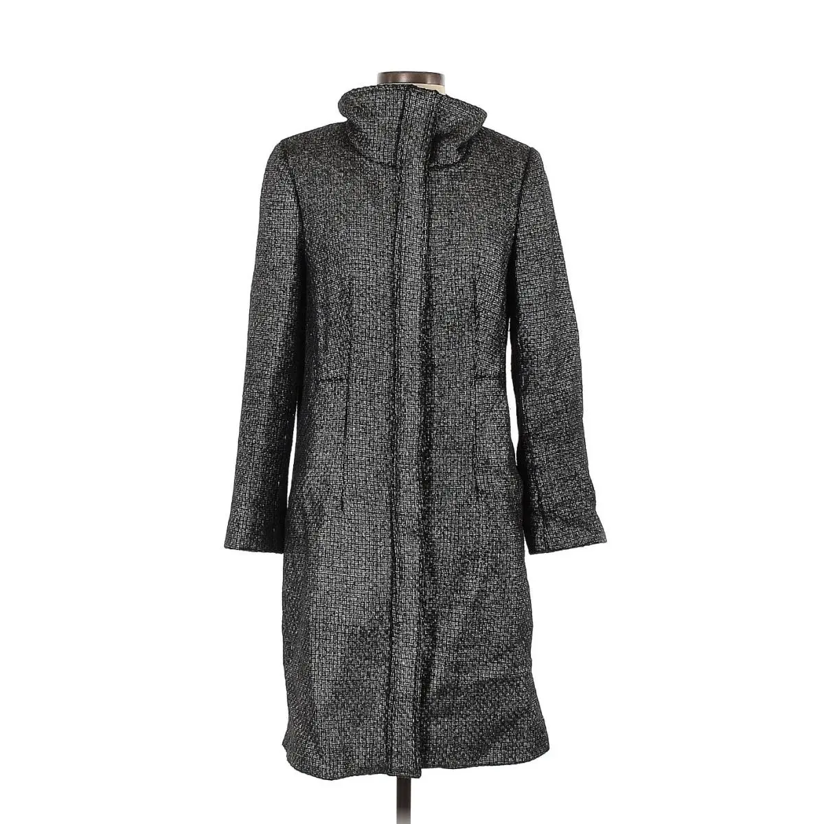 Calvin Klein Women`s Gray Metallic Braided Walker Coat Jacket Women`s 8