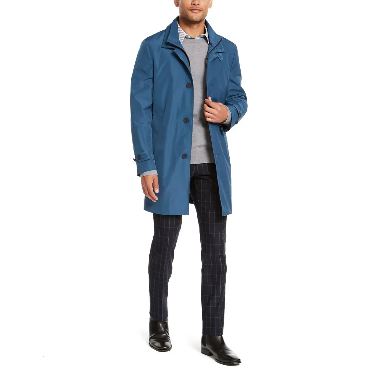 Calvin Klein Men`s Blue Munson Slim Fit Modern Raincoat 36R