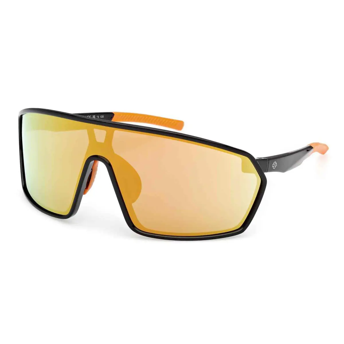 Harley-davidson Men`s Ironbond Wide Sunglasses Black Frame/orange Lens