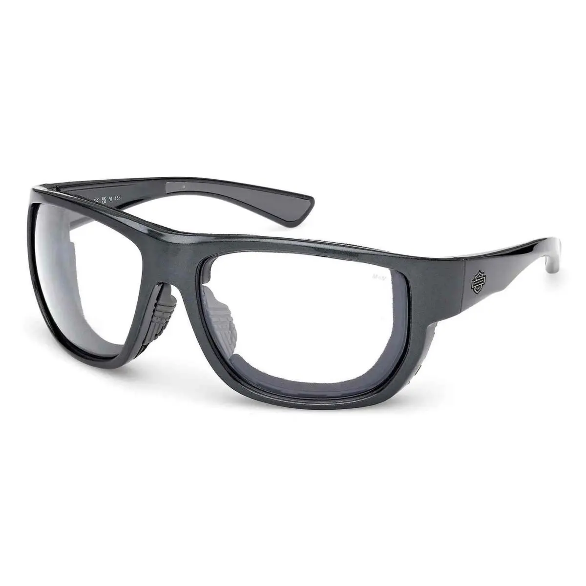 Harley-davidson Men`s Metal Bound Clear Lens Sunglasses Shiny Blackened Pearl