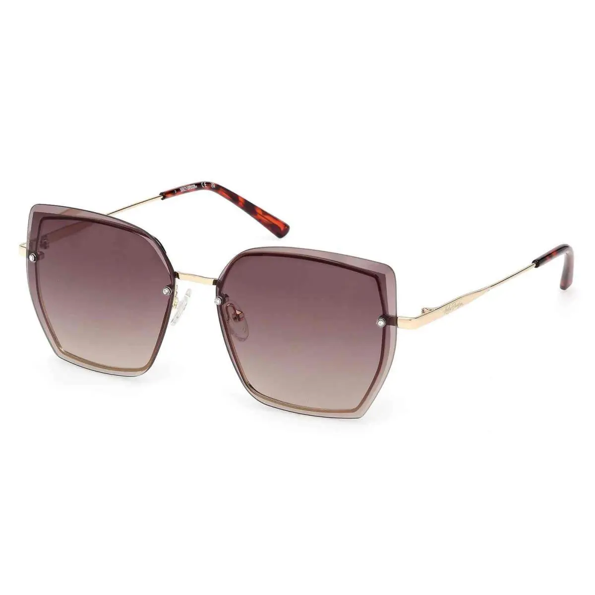 Harley-davidson Womens Geometric Shape Sunglasses Rose Gold Frame/gradient Lens