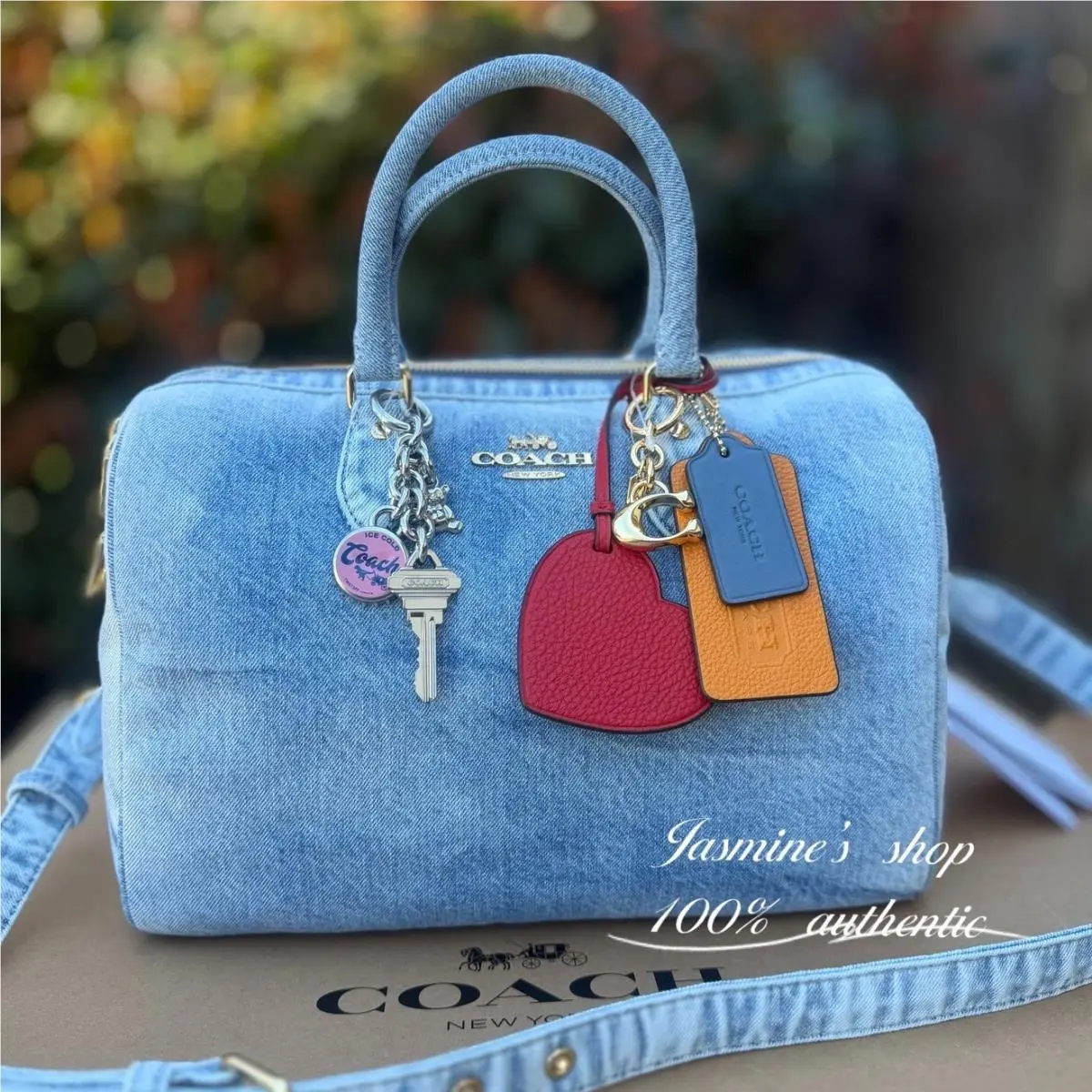 Rowan Large Satchel Bag In Signature Canvas CEA19/CAL83/CDY75/CCC79 CDY75/denim/light Indigo by Coach