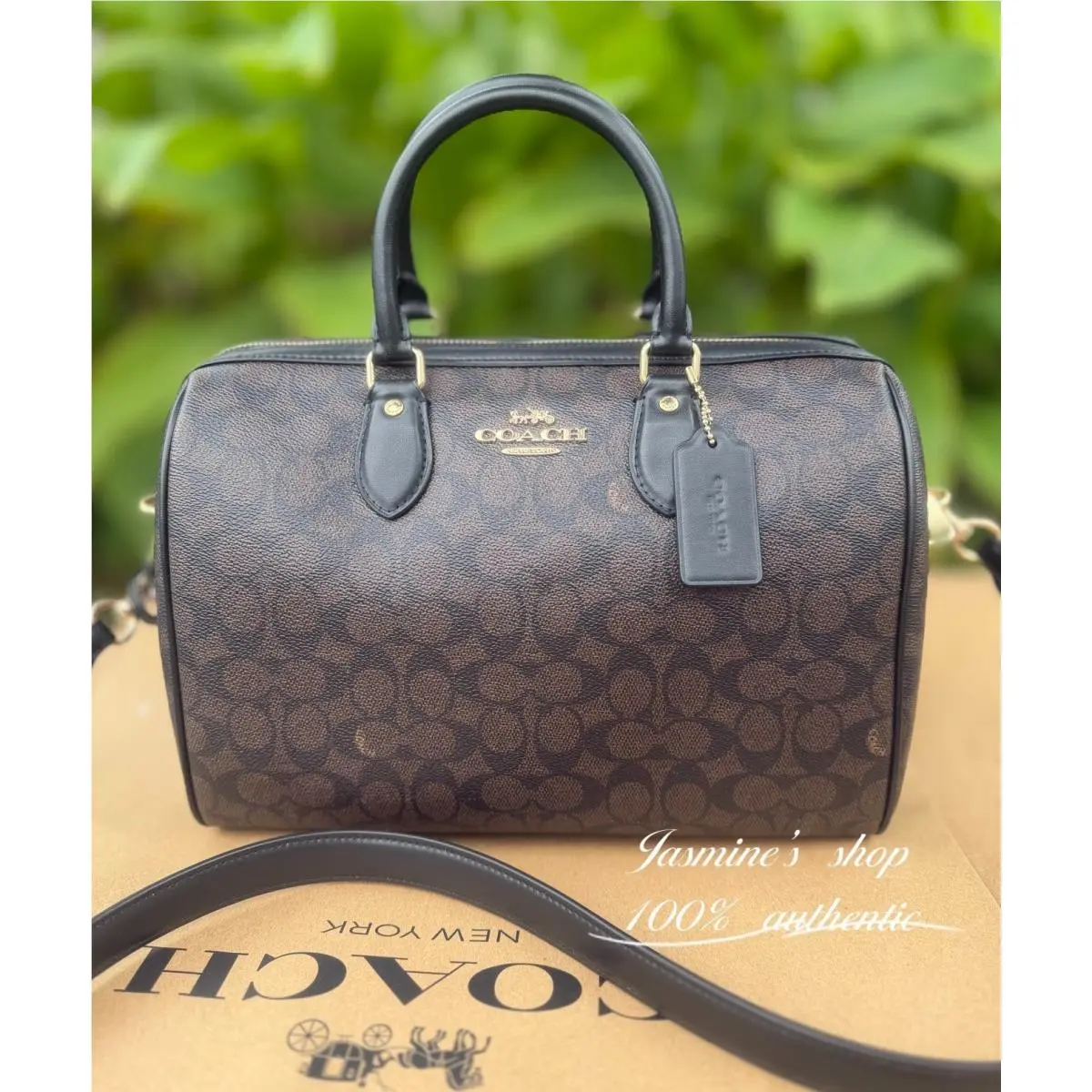Rowan Large Satchel Bag In Signature Canvas CEA19/CAL83/CDY75/CCC79 CEY74/walnut /black by Coach