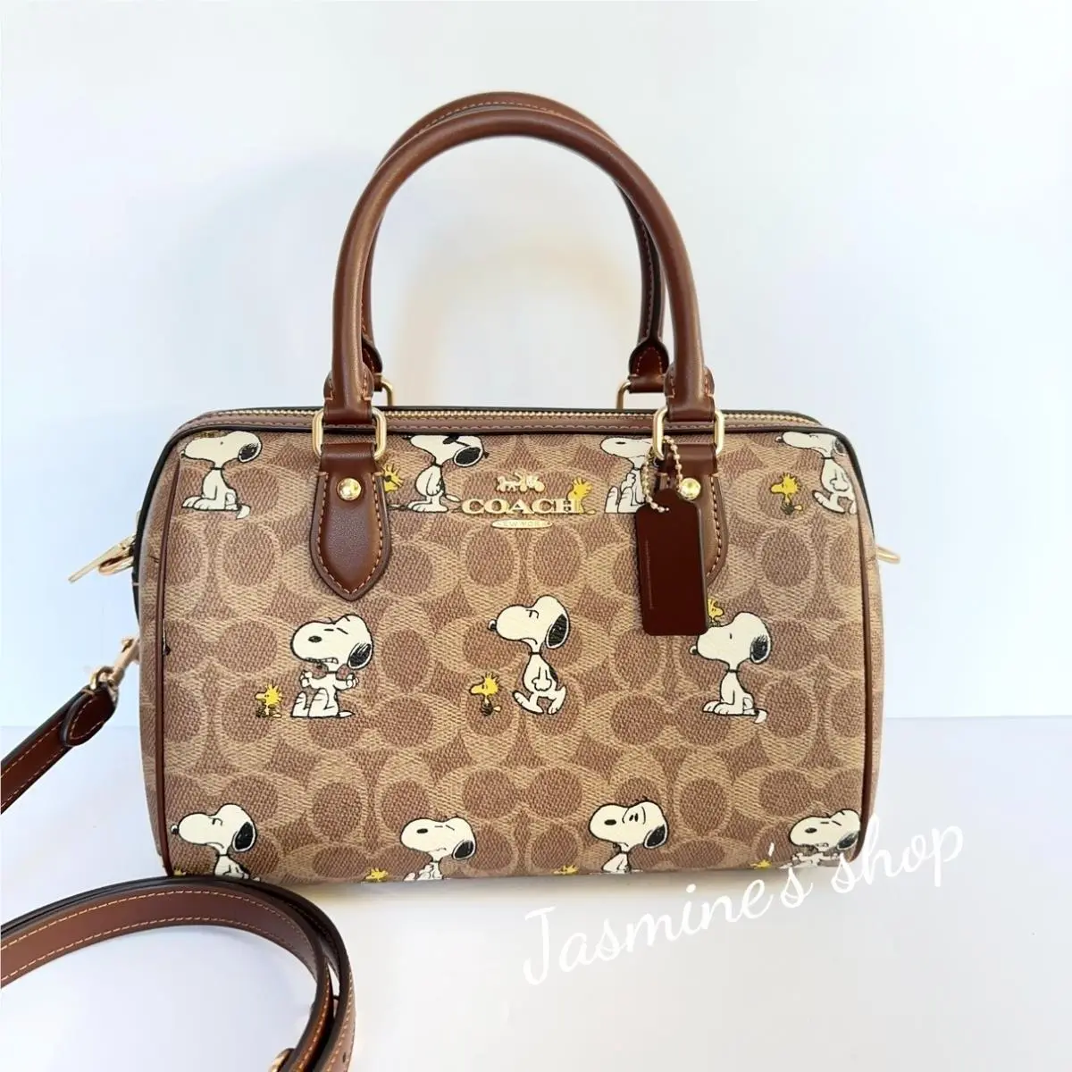 Coach X Peanuts Rowan Satchel Bag In Signature with Snoopy Print CBM33