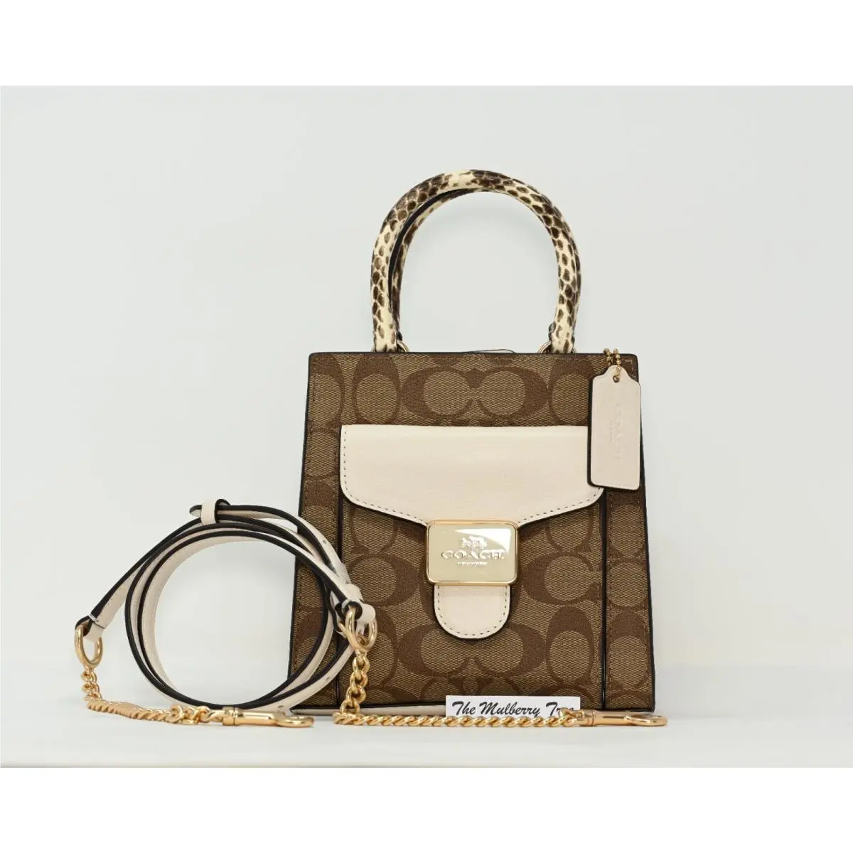 Coach Pepper Mini Crossbody Signature Canvas Snakeskin Leather C7227