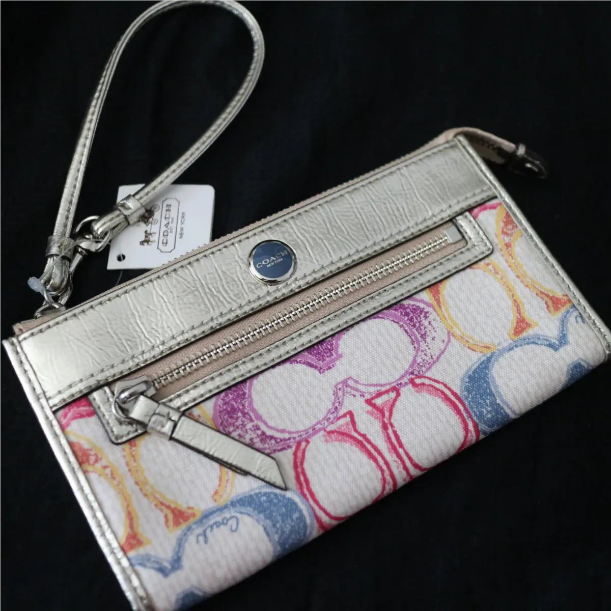 Coach Dream Multicolor Singature Convertible Zippy Wallet / Wristlet