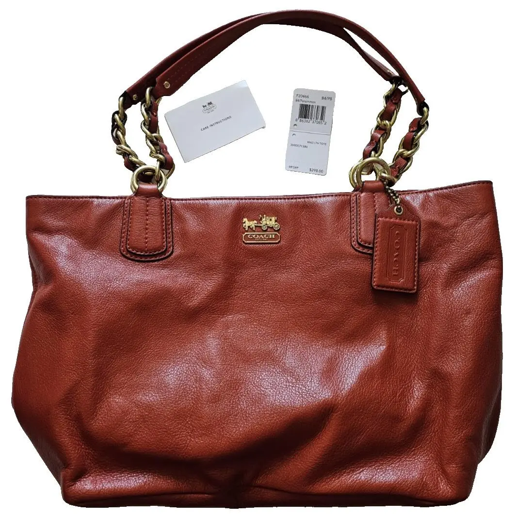 Coach Madison Leather Tote Handbag Persimmon Orange Gold F20466 Mfsrp: