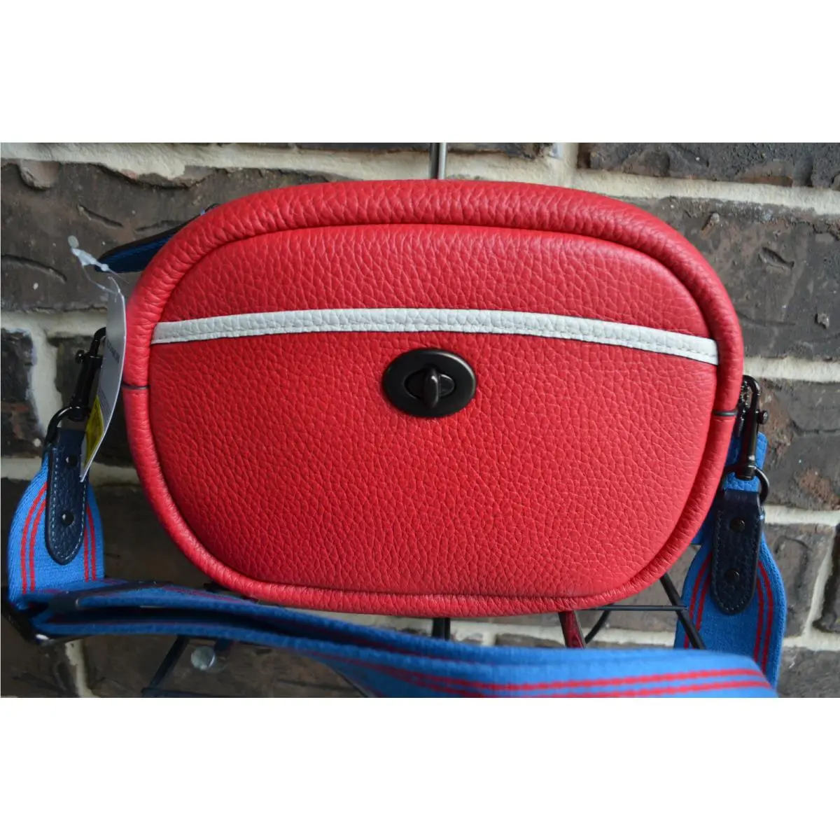 Coach Crossbody Candy Apple Red Blue White C6833 Colorblock 2 Straps