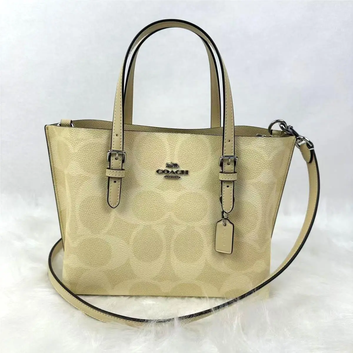 Coach Mollie Tote Bag 25 Signature Canvas CAL50 Signature Canvas/silver/hay