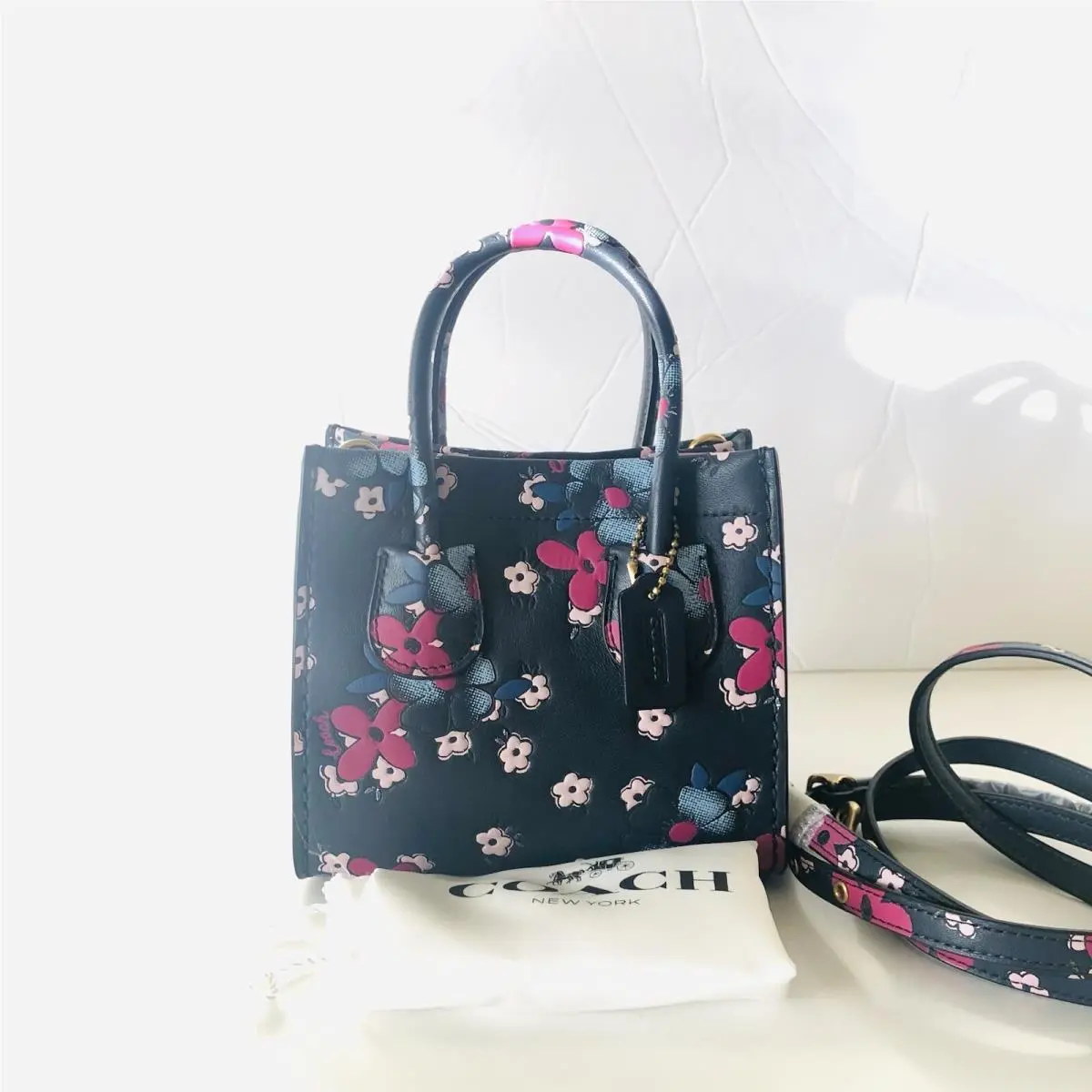 Coach Cashin Carry Mini Tote 14 Multicolor Leather Flowers Bag