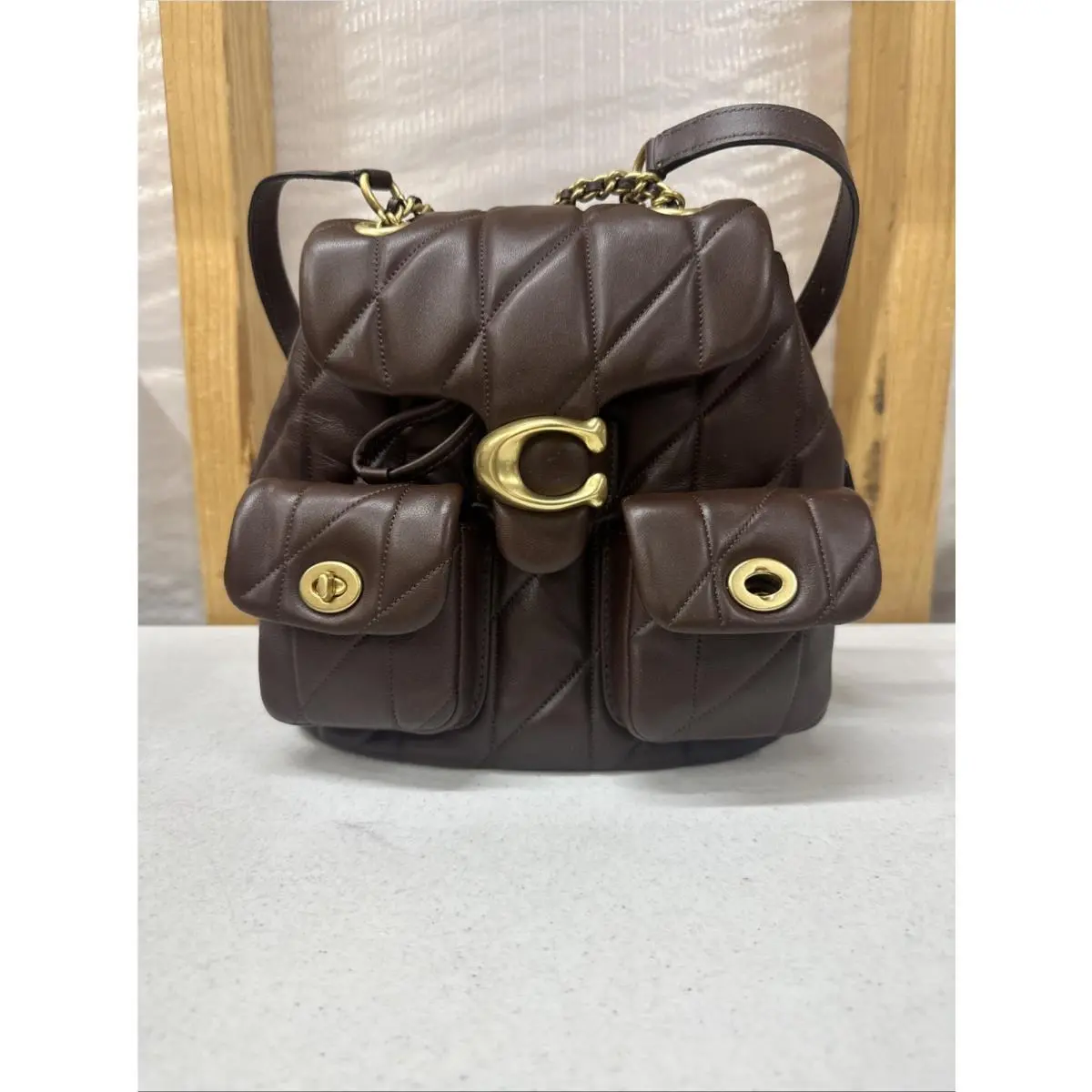 Coach Quilted Leather Tabby Maple Backpack with Dust Bag CU076