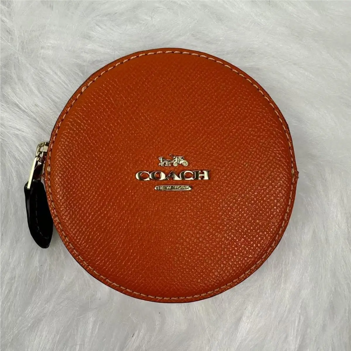 Coach Orange Coin Case Change Purse Spice Orange Leather CAN29
