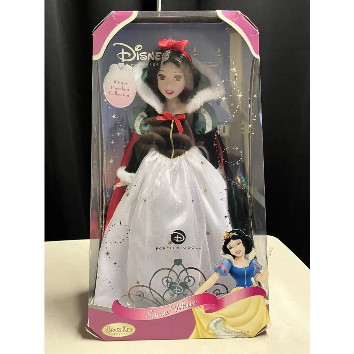 Disney Princess Snow White Winter Collection Porcelain Doll Brass Key Fur