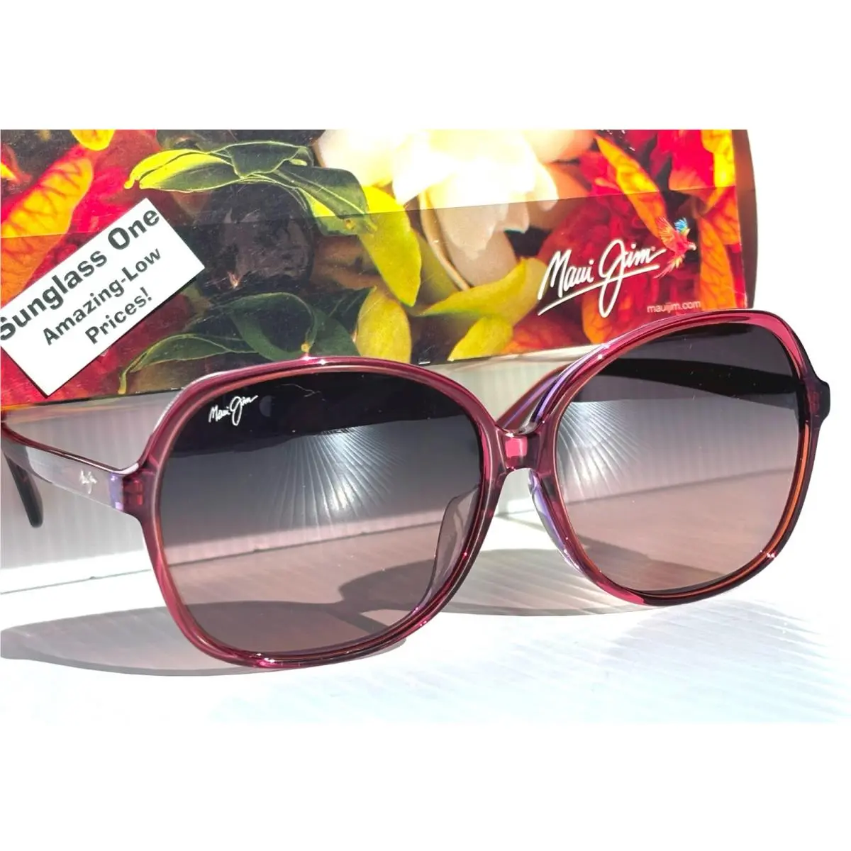 Maui Jim Taro Shiny Pink Polarized Maui Rose Lens Sunglass RS795N-09B