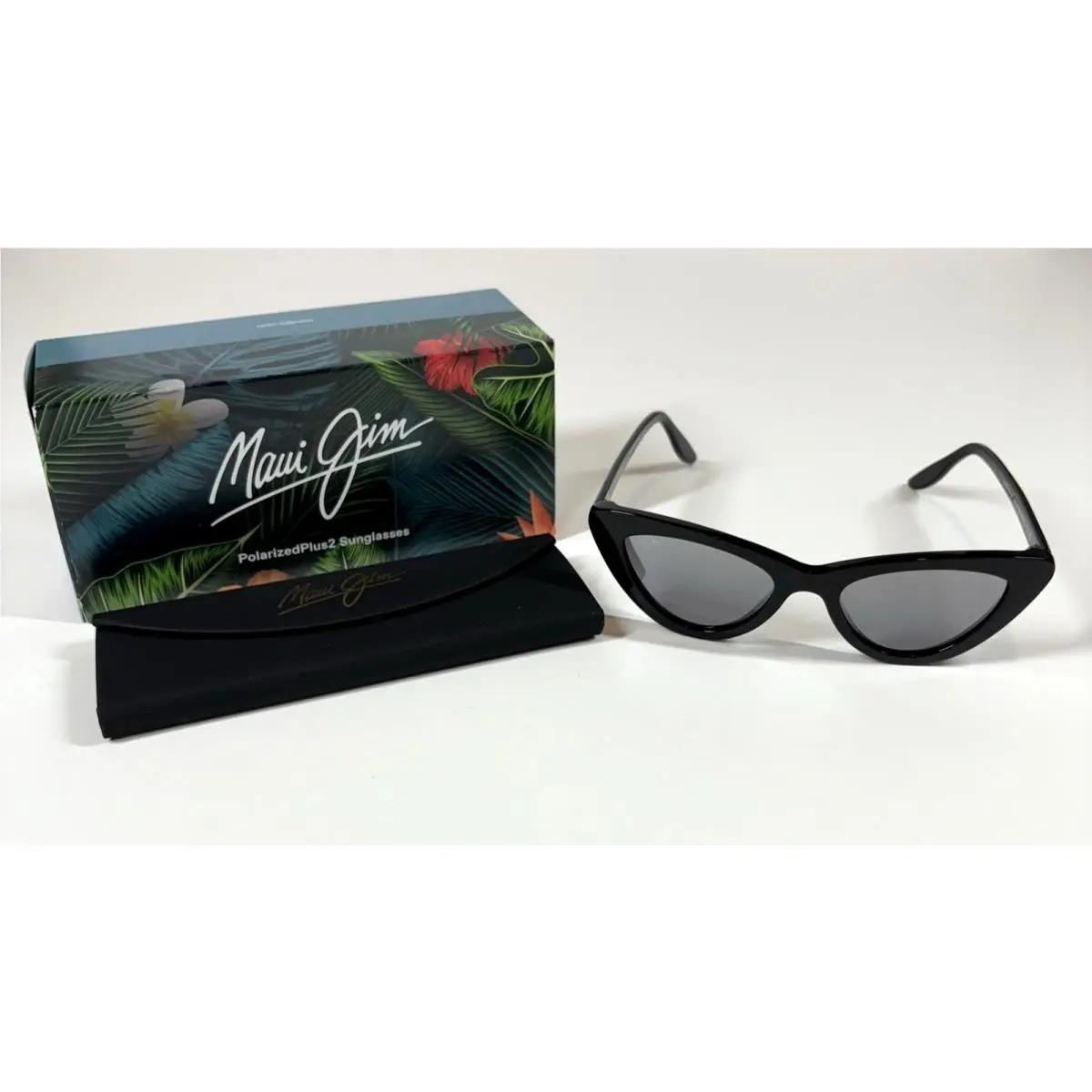 Maui Jim Sunglasses Lychee Black Gloss Cat Eye Womens Italy Beach Summer 891-02A