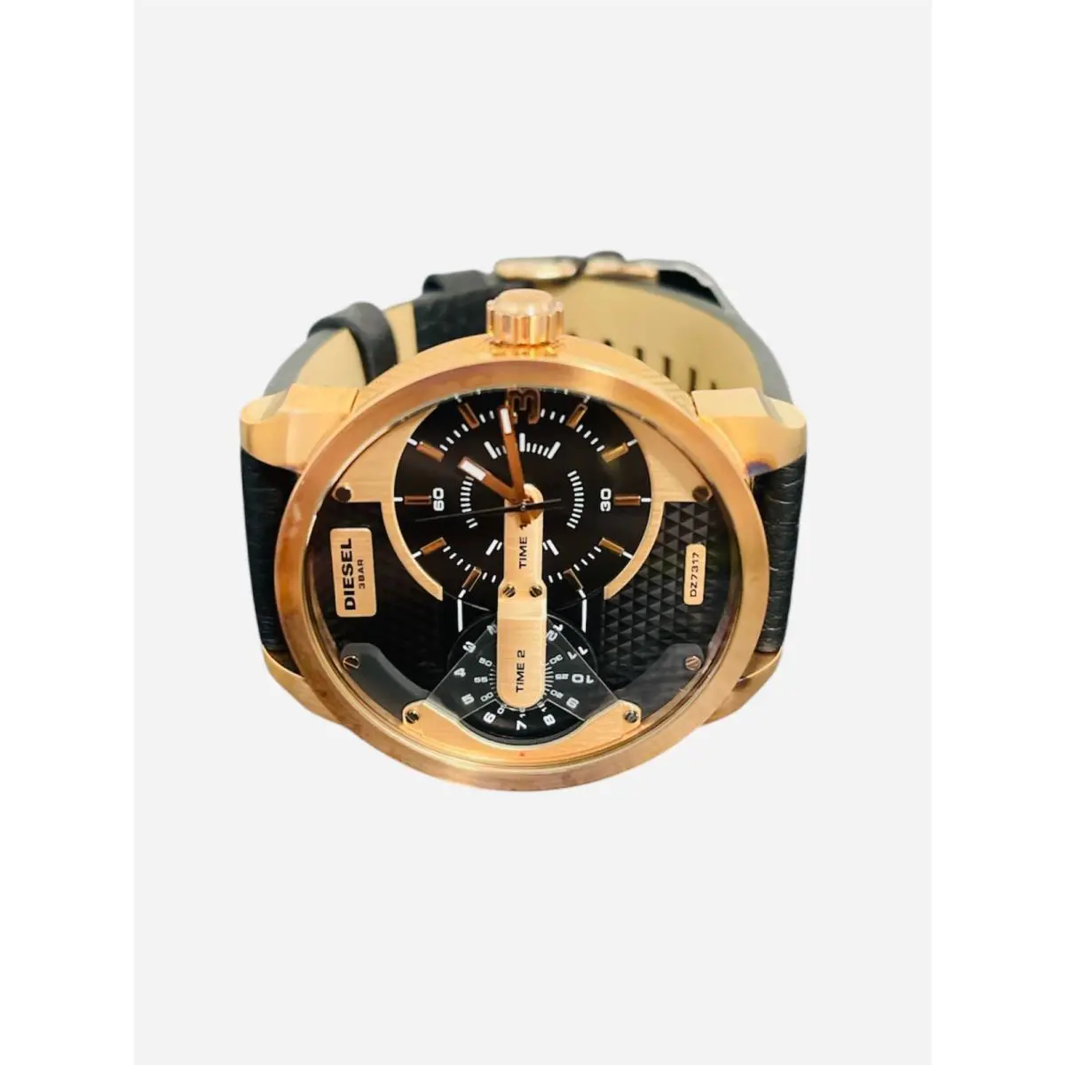 Diesel Men`s Watch Black Rose Gold SS Chronograph Mini Daddy DZ7317