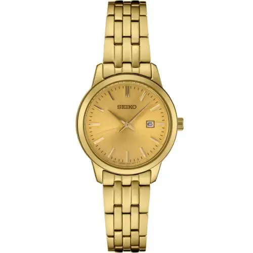 Seiko Essentials Champagne Men`s Watch - SUR444 - Dial: Champagne, Band: Gold, Bezel: Gold