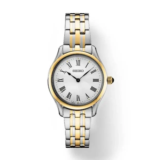 Seiko Essentials Silver Dial Two-tone Stainless Steel Round Men`s Watch SWR070