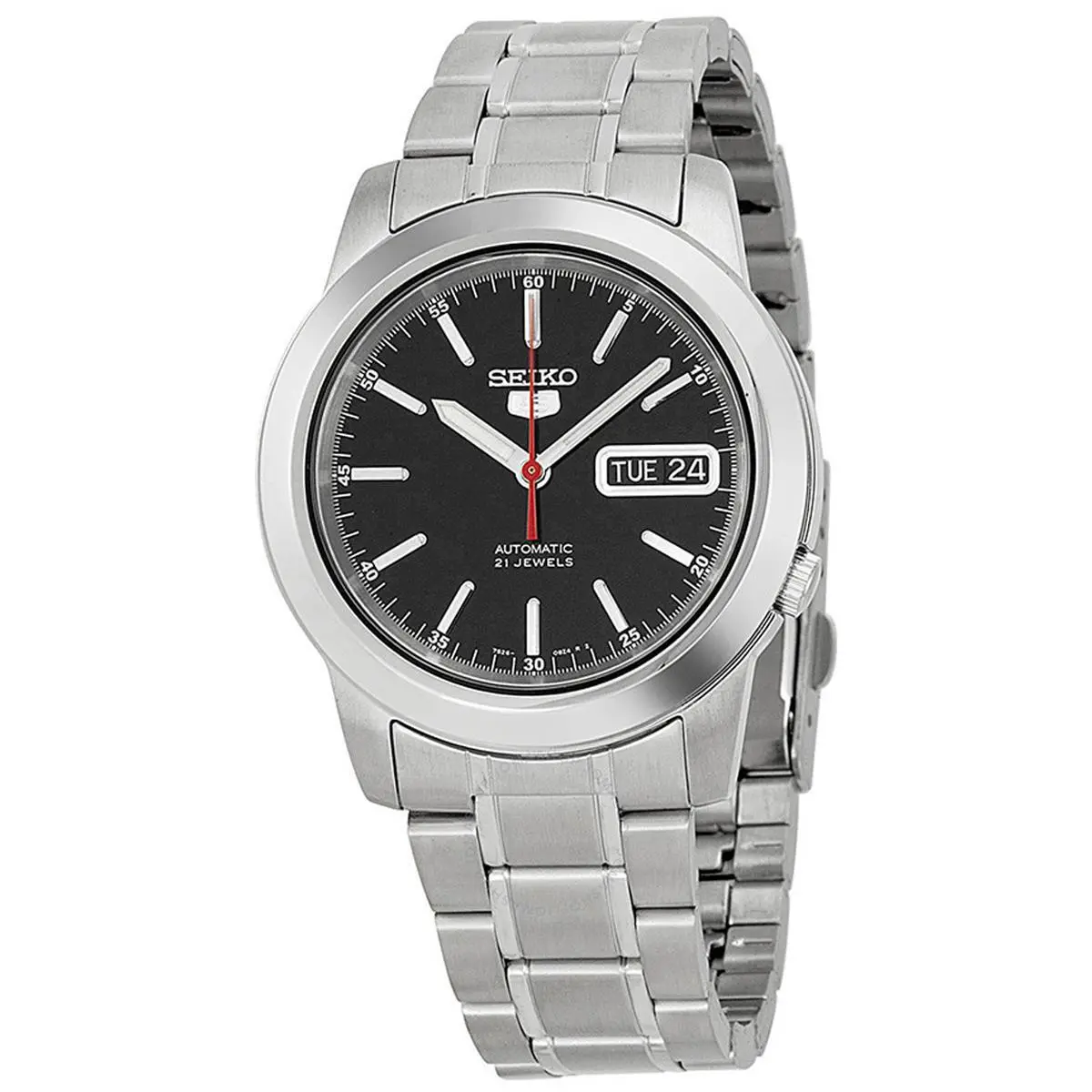 Seiko 5 SNKE53 Men`s Stainless Steel Black Dial Day Date Automatic Watch