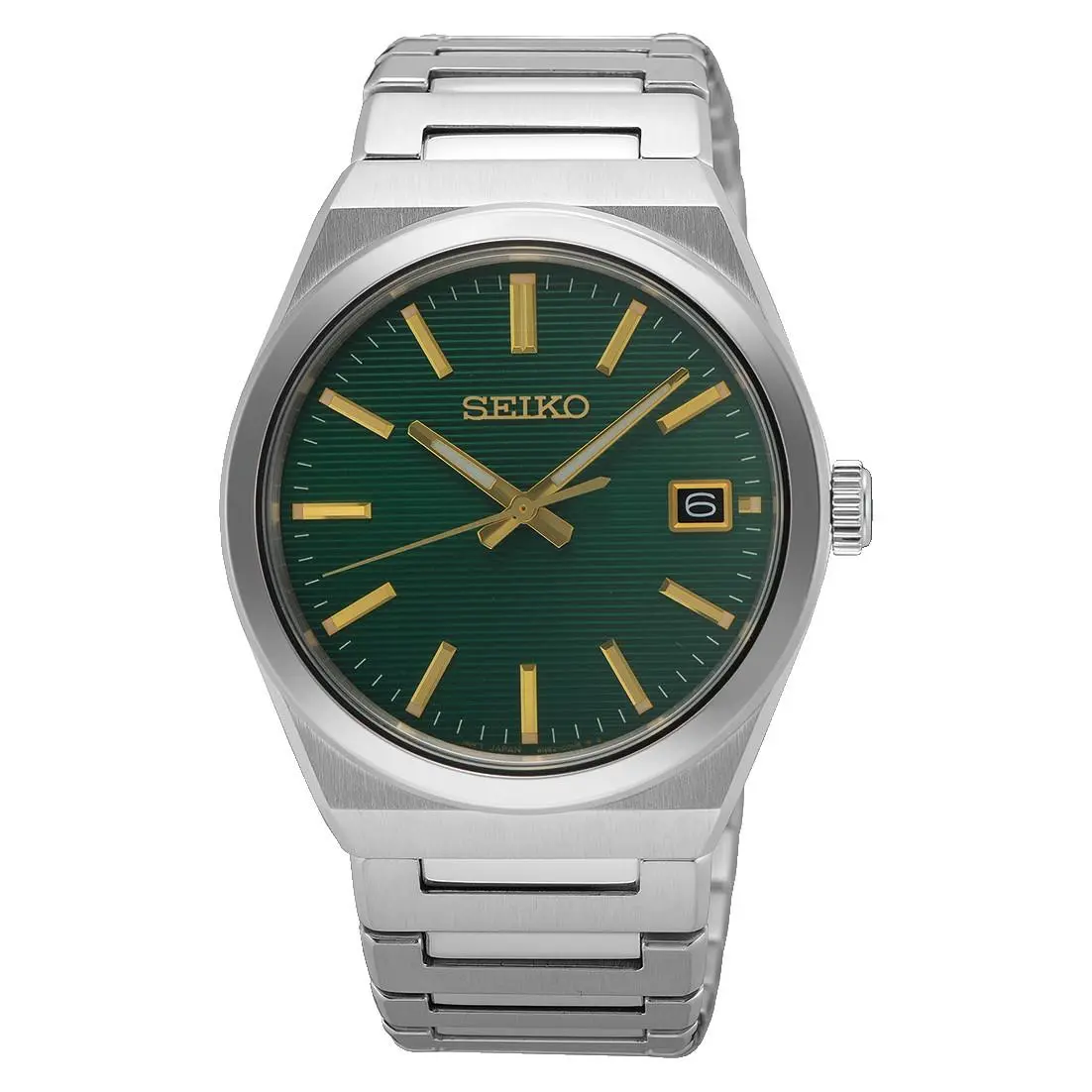 Seiko Essentials Quartz Stainless Steel Green Dial Men`s Watch SUR601