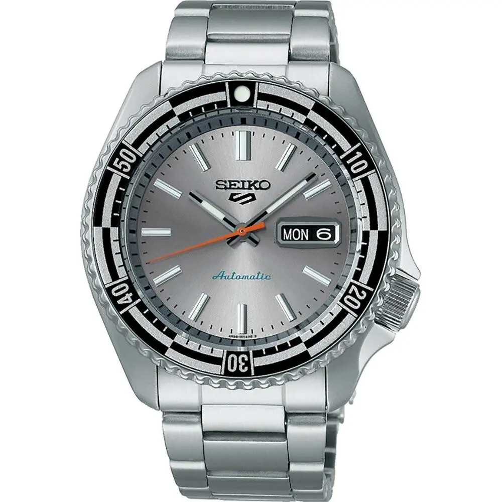 Seiko 5 Sports SRPK09 55th Anniversary Special Edition Gray Dial Automatic Watch - Dial: Gray, Band: Silver, Bezel: Silver