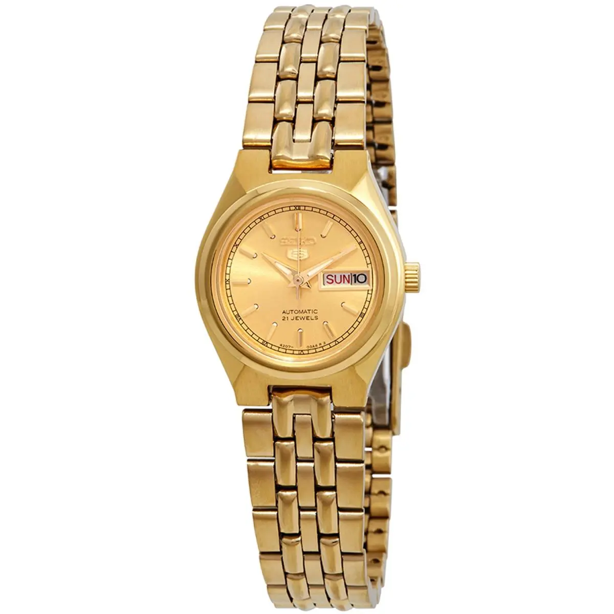 Seiko Women`s Series 5 Gold Dial Watch - SYMC18